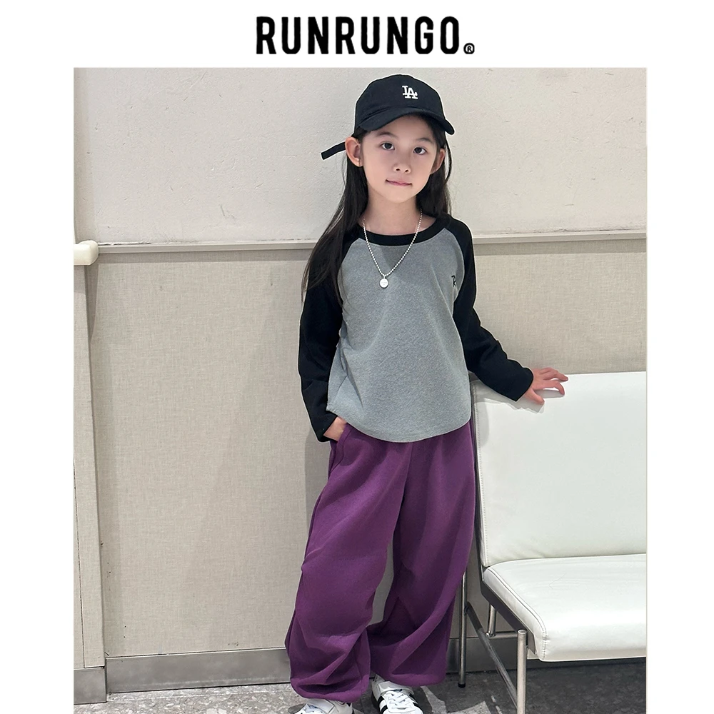 Runrungo【工装伞裤】针织长裤儿童休闲裤宽松中大童服装25秋季