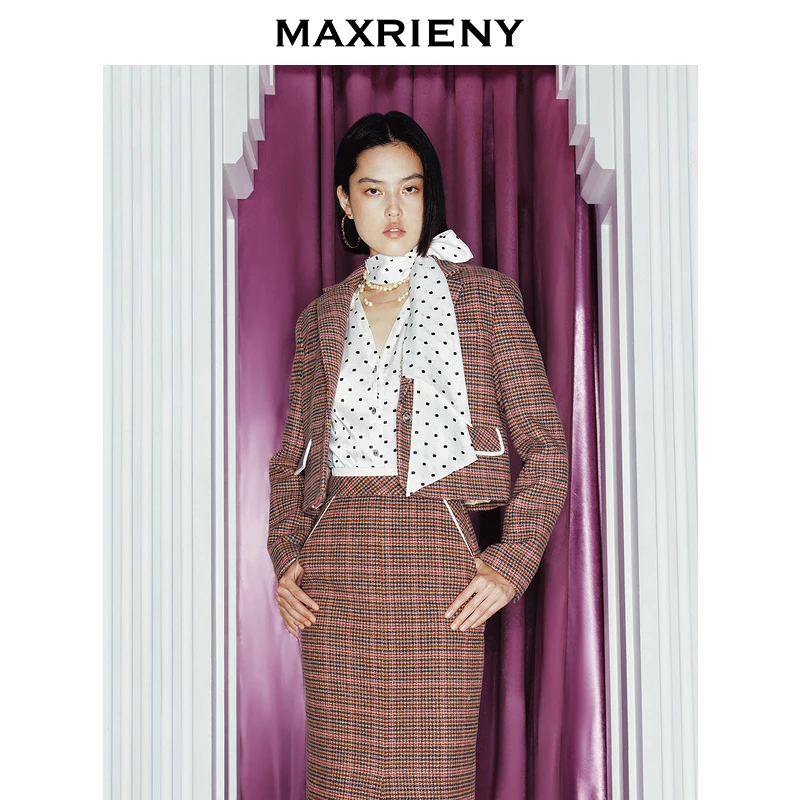 【蜜思仝】MAXRIENY绵羊毛小香外套冬季新款格雷系穿搭百搭显瘦复古