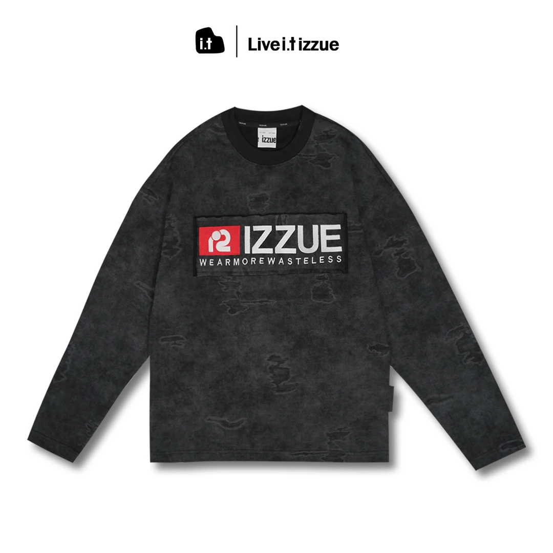 i.t izzue【高端线】秋季上新时尚修身型圆领潮流百搭绣花长袖卫衣
