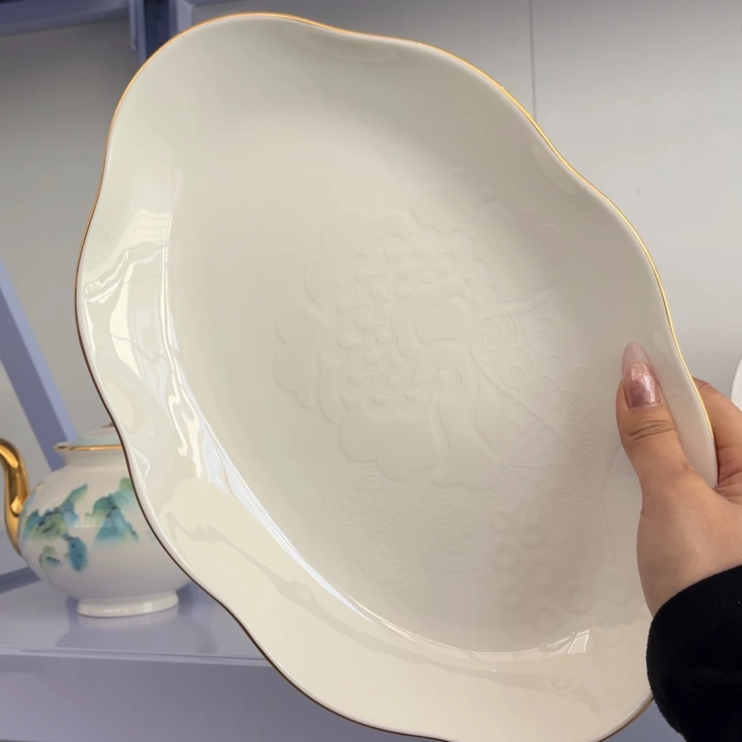 瓷片暗香12寸雅致鱼盘