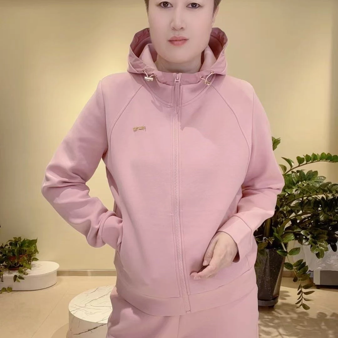 嘉莉丹:2505#时尚个性简约连帽束口休闲套装
