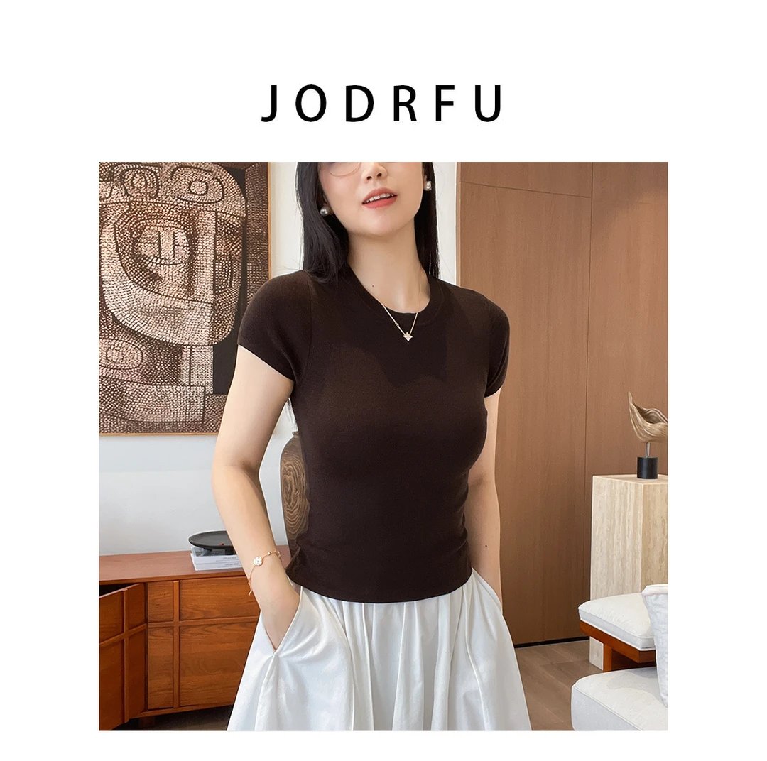 【董洁同款】otw纱线美式小飞袖针织T恤