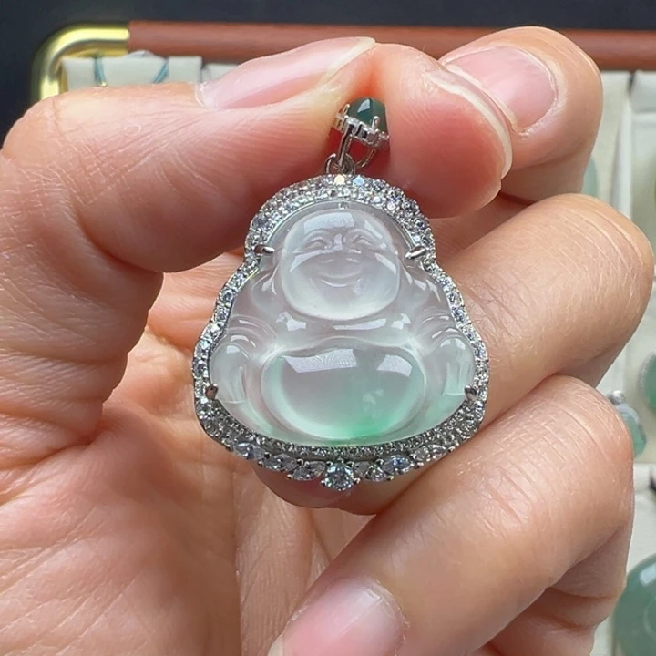 石英质玉银S925镀金镶嵌吊坠(不含链)