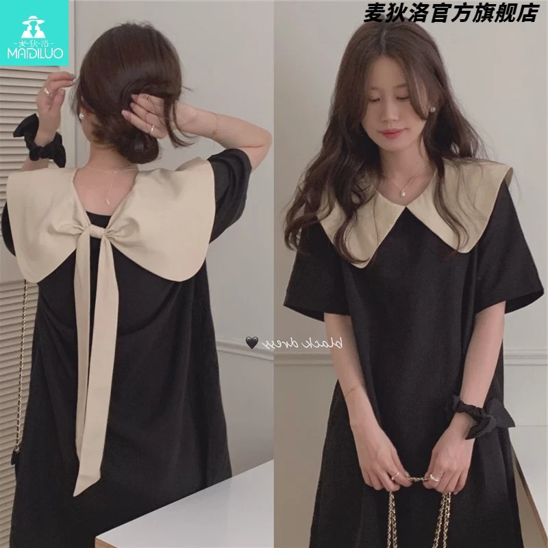 连衣裙韩版夏款时尚减龄甜美娃娃领夏季裙子高级设计感裙