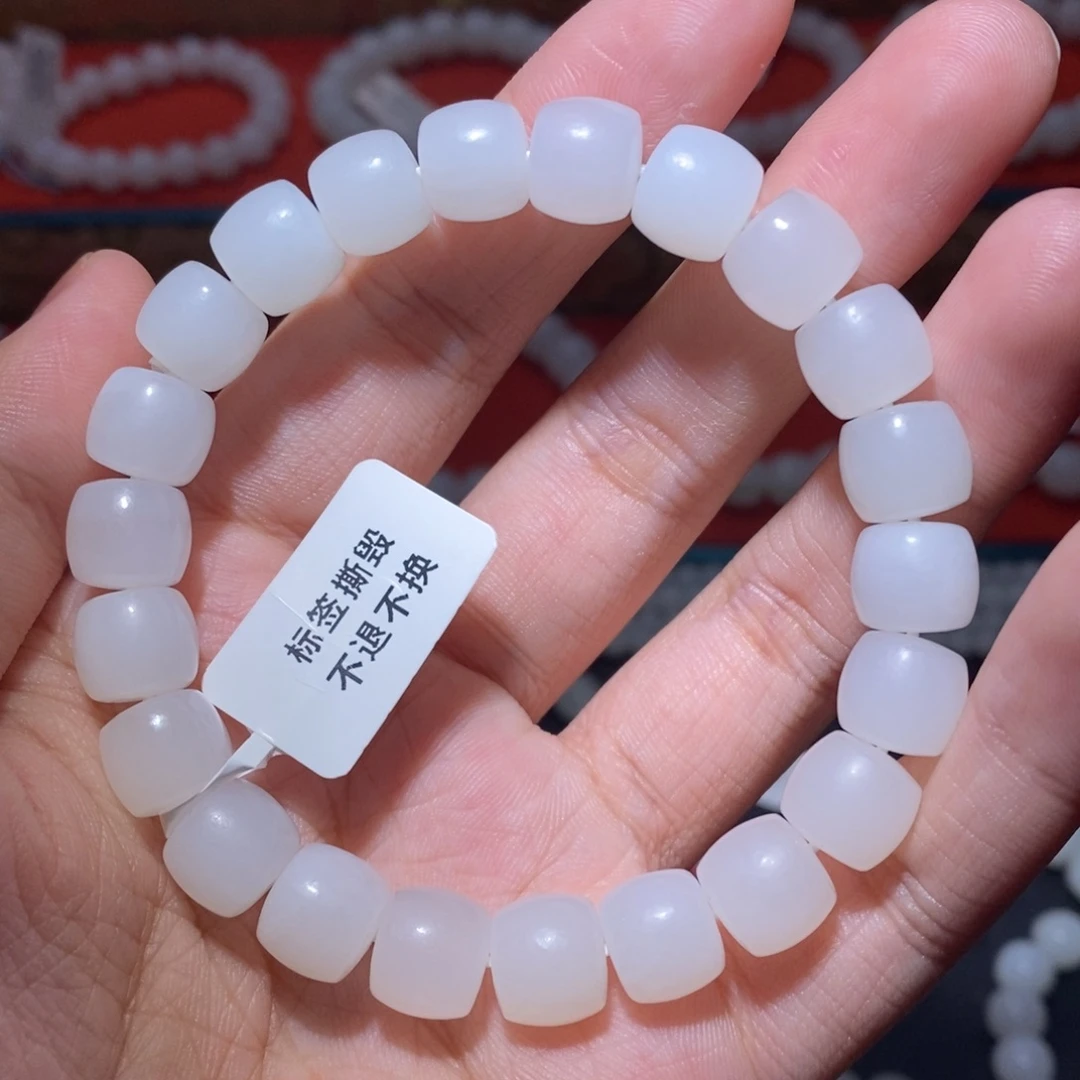 和田玉未镶嵌手串卡10直切