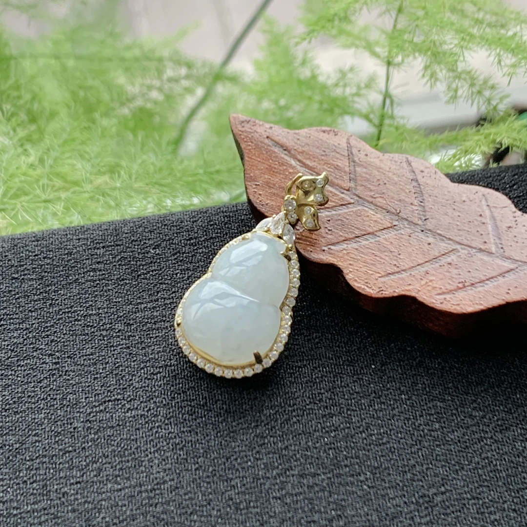 【冠尚珠宝王印】翡翠葫芦吊坠S925银G012V0128030-99多样性发一