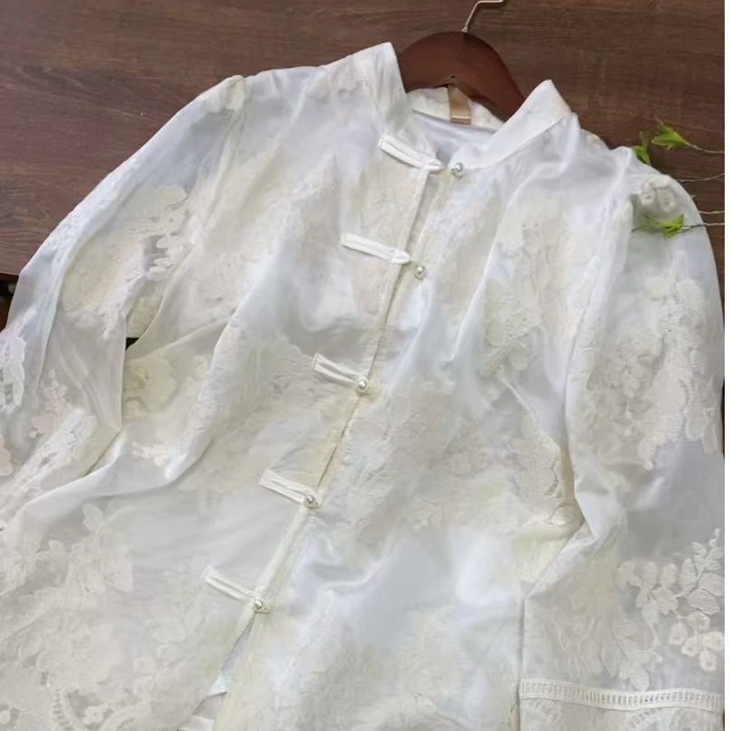 【新中式·溺爱】春夏古风重工刺绣女士软纱短外套 中国风防晒衣白
