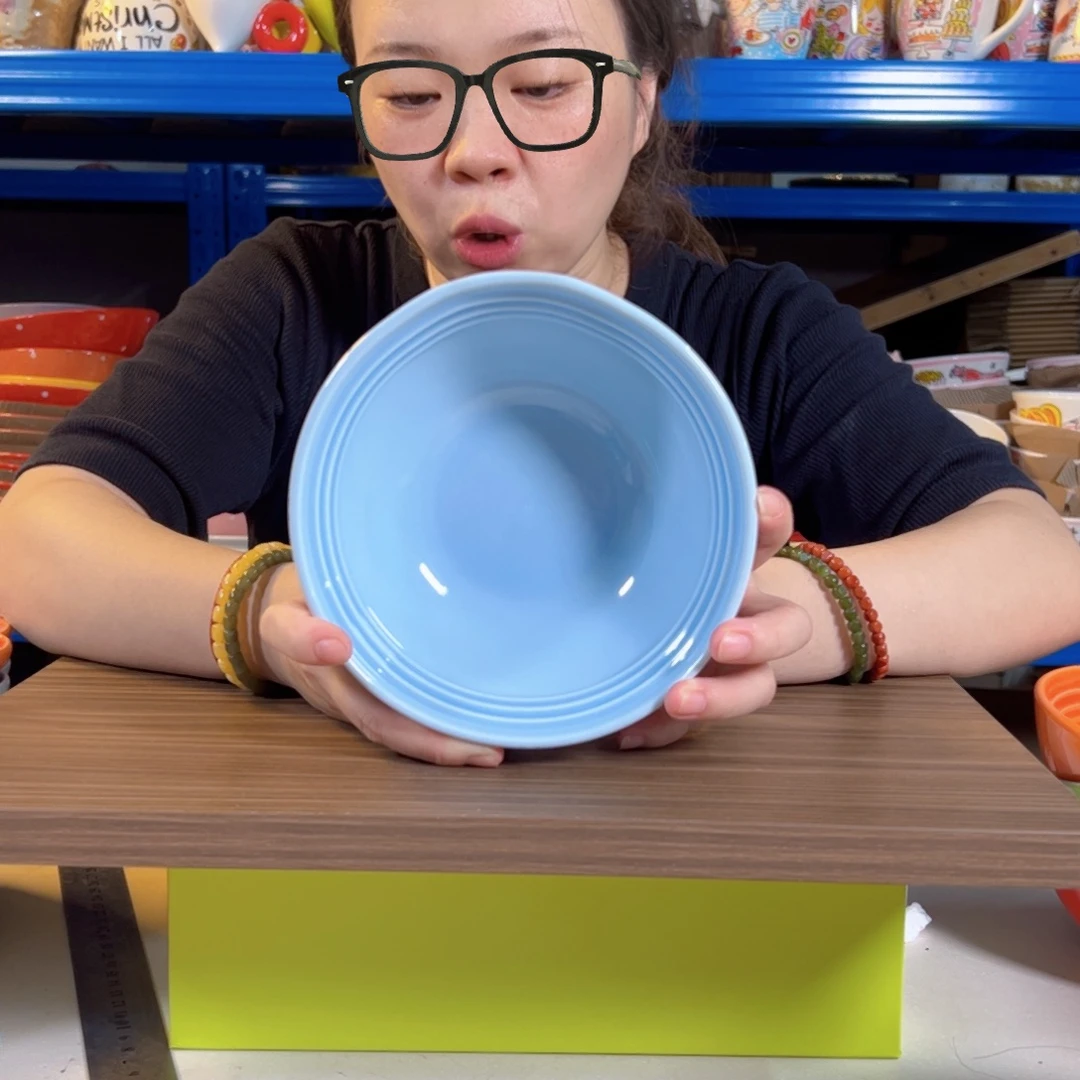 陶瓷温哥华蓝色面碗