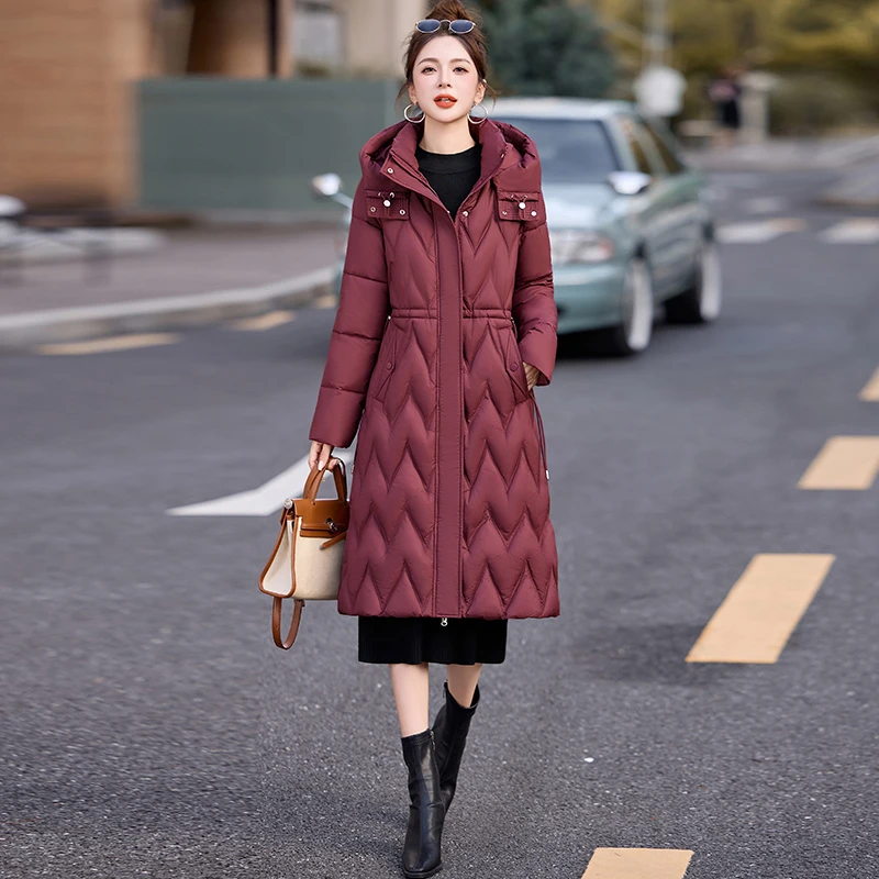 冬季收腰显瘦气质棉衣女中长款过膝加厚洋气女士棉服外套冬装棉袄