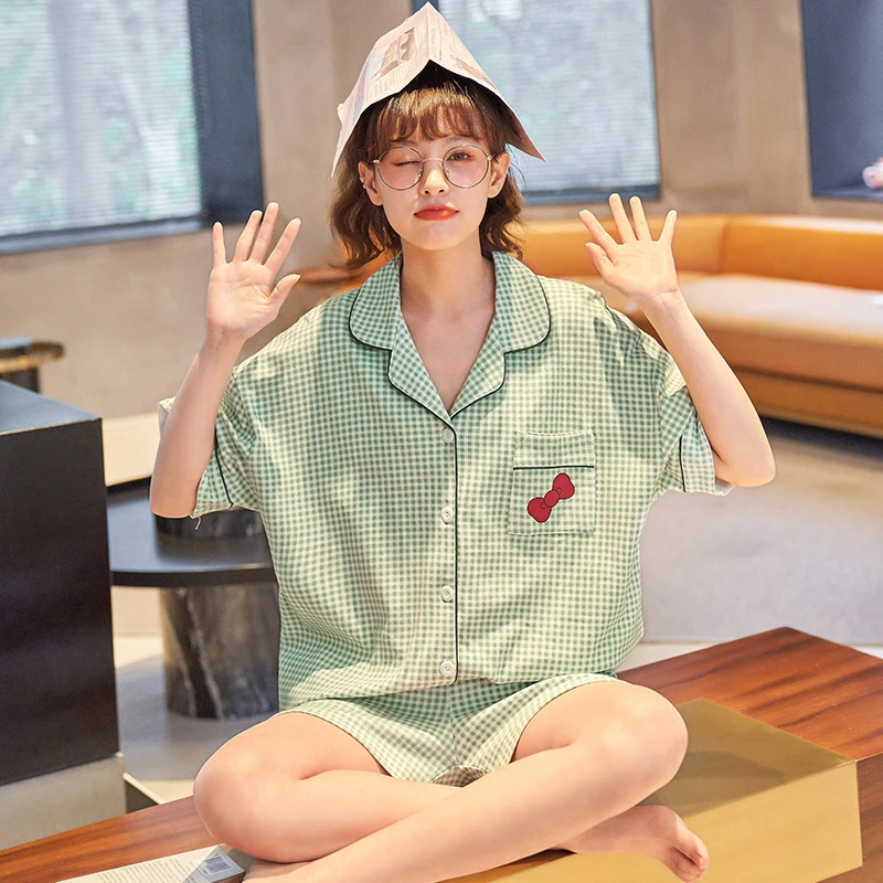 夏季纯棉女款开衫套装-21136