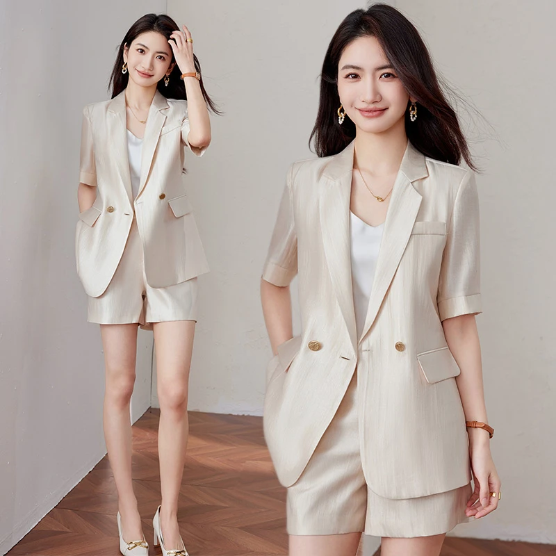夏季西装套装女时尚洋气显瘦气质韩版小个子女神范短袖西服9751