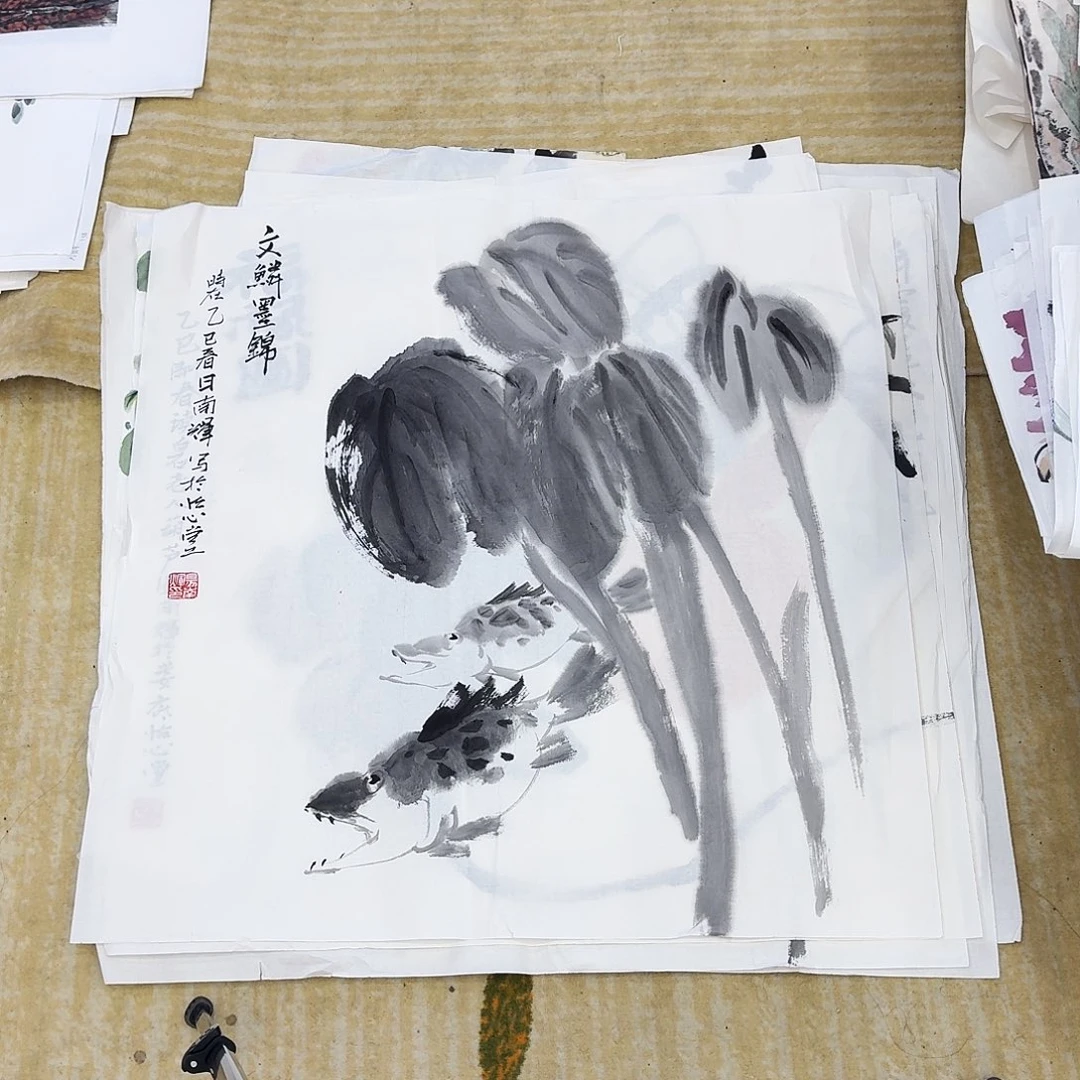 国画四尺斗方手绘作品