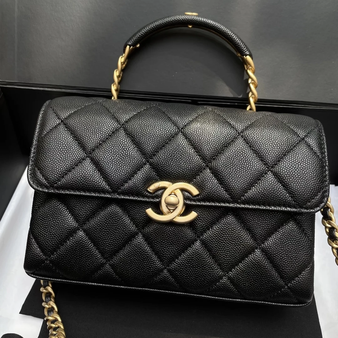 99新 Chanel/香奈儿 艾瑟尔中古/黑金carryme单肩包/tc58
