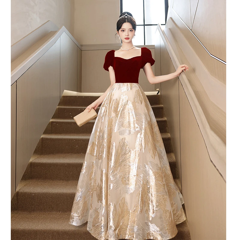 敬酒服新娘结婚宴会红色法式轻奢小众订婚晚礼服法式裙明星显瘦