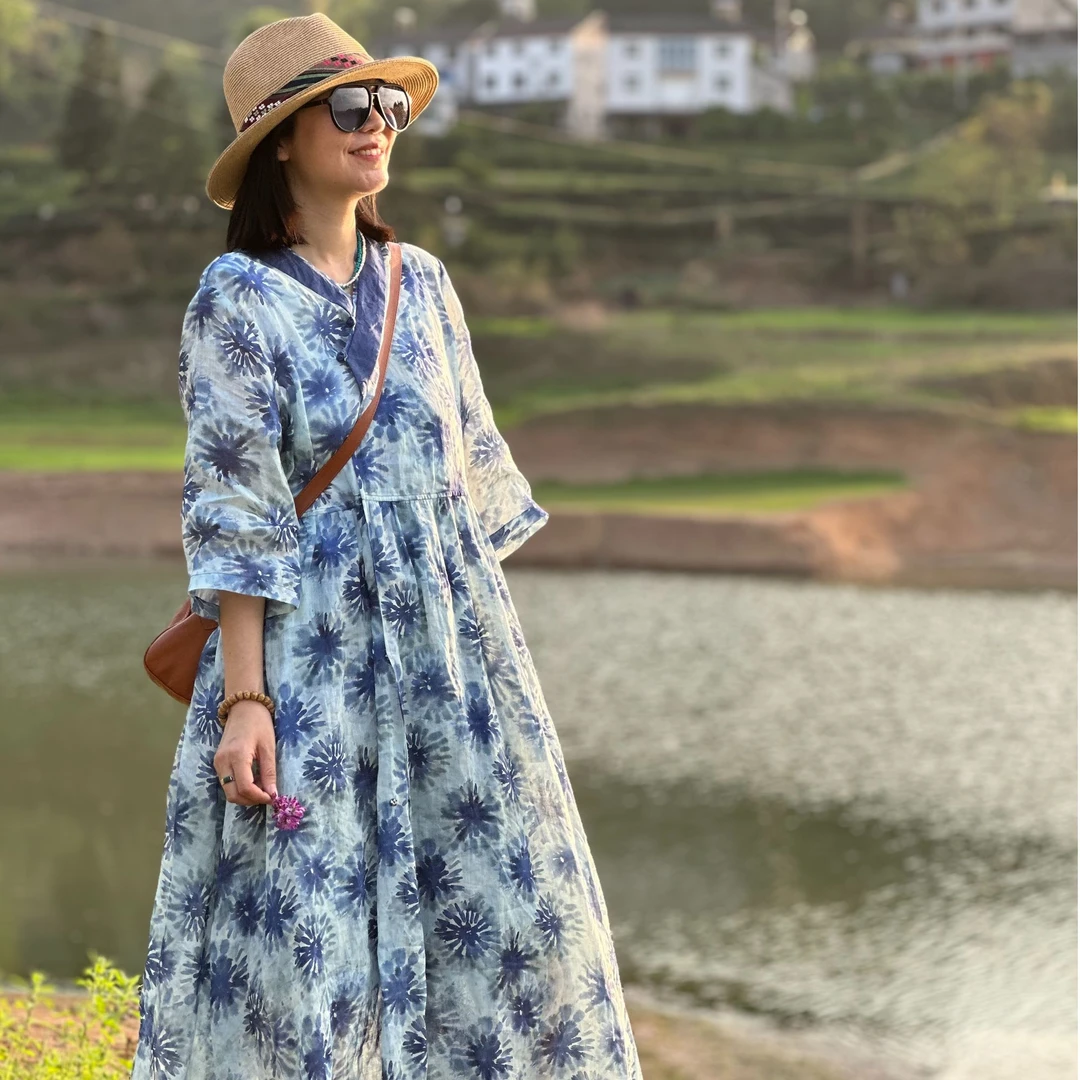 原创复古苎麻长裙