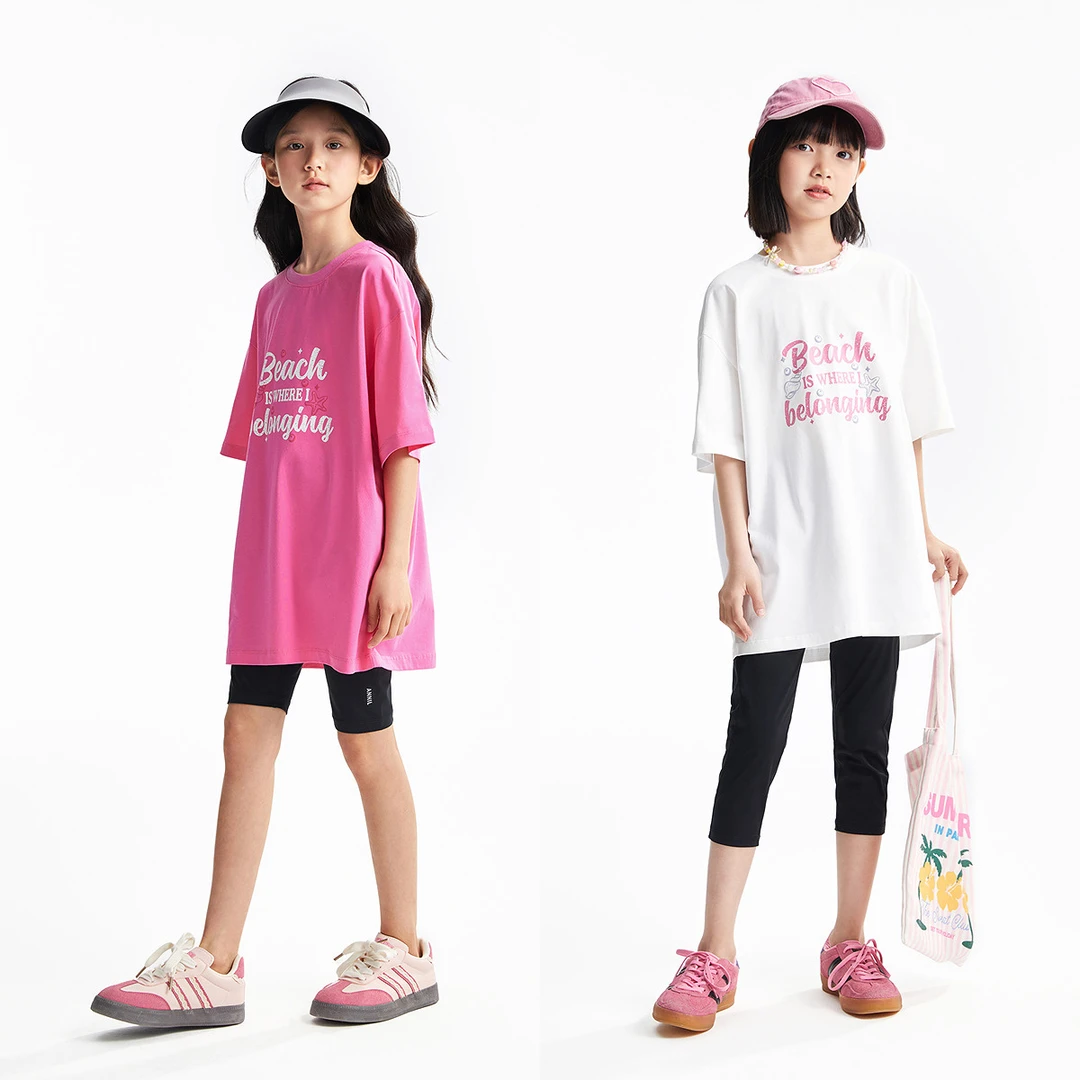 【100%纯棉】安奈儿童装女童圆领短袖百搭2025夏季新款EG521151