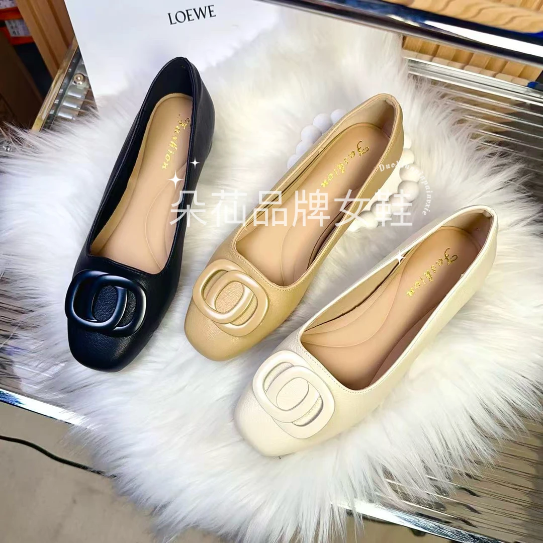 【品牌力荐】2025年新款春秋百搭浅口软皮软底平底单鞋女套脚9528