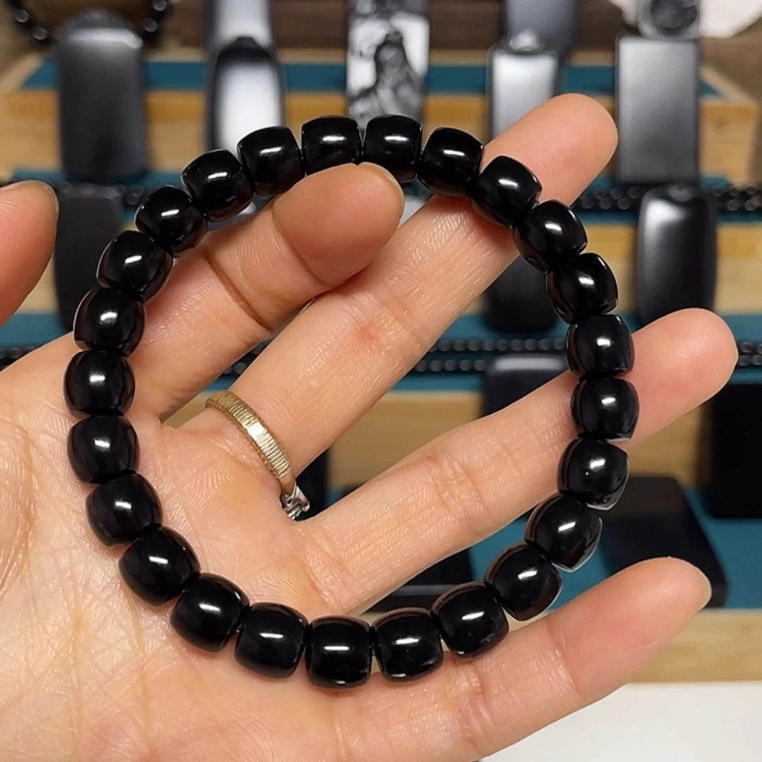 【闪购商品】手串未镶嵌和田玉（墨玉）货头卡9直切