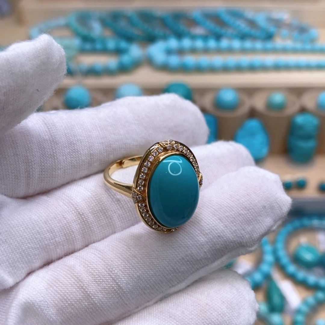 绿松石18K金镶嵌珠宝奇石