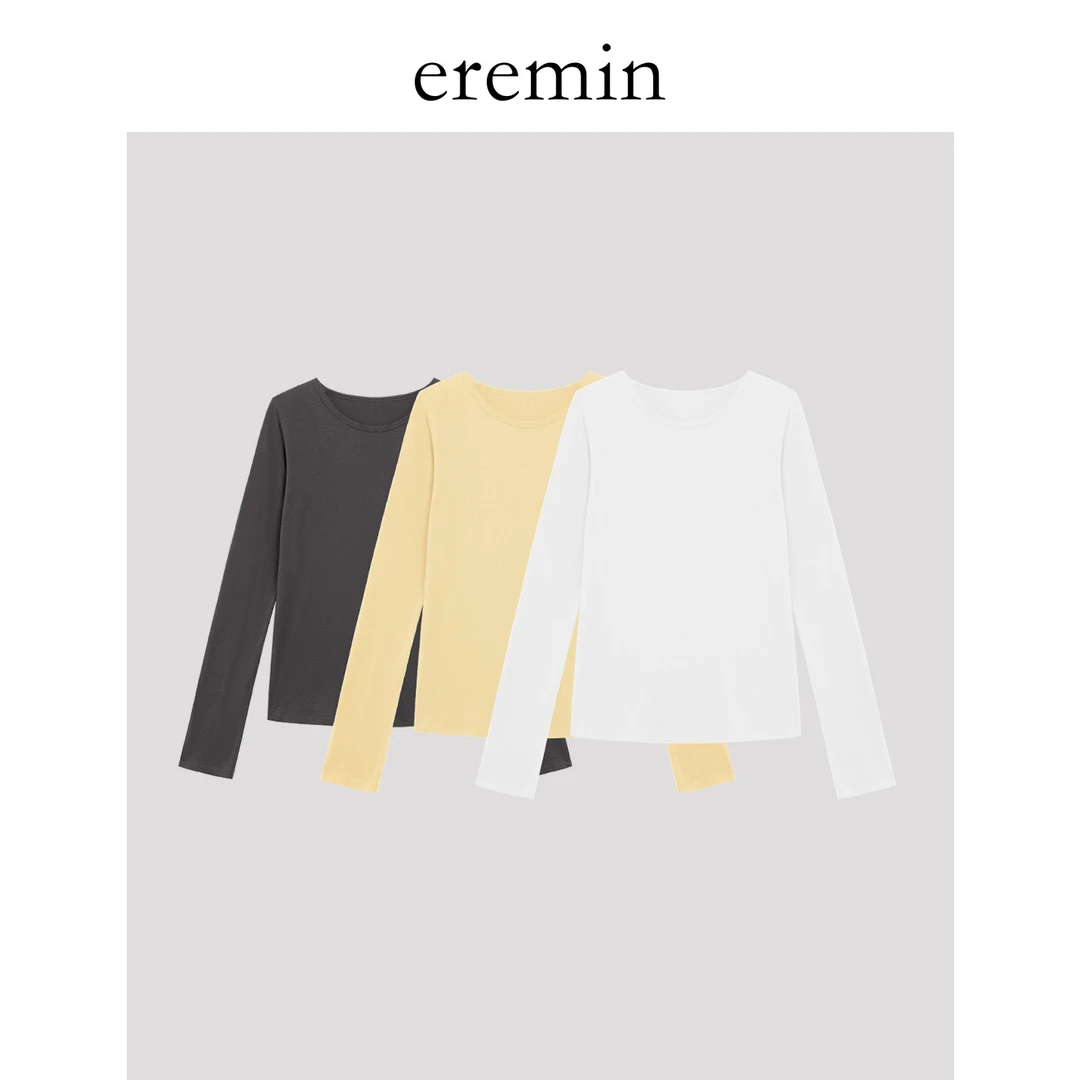 DE Mincollection中缝长T/亲肤棉简约百搭后中缝圆领长袖T恤55542