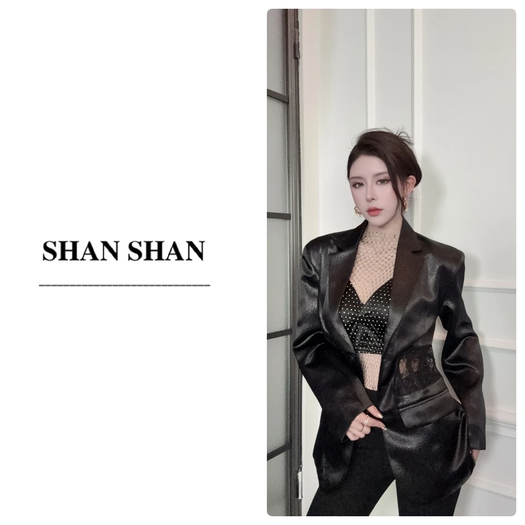 SS姗姗时尚气质显瘦轻奢短款休闲蕾丝女士西装50270061