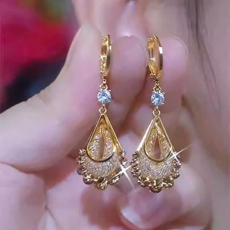 铜合金耳饰 咖色水滴女轻奢高级感气质时尚大气耳坠耳饰N2200