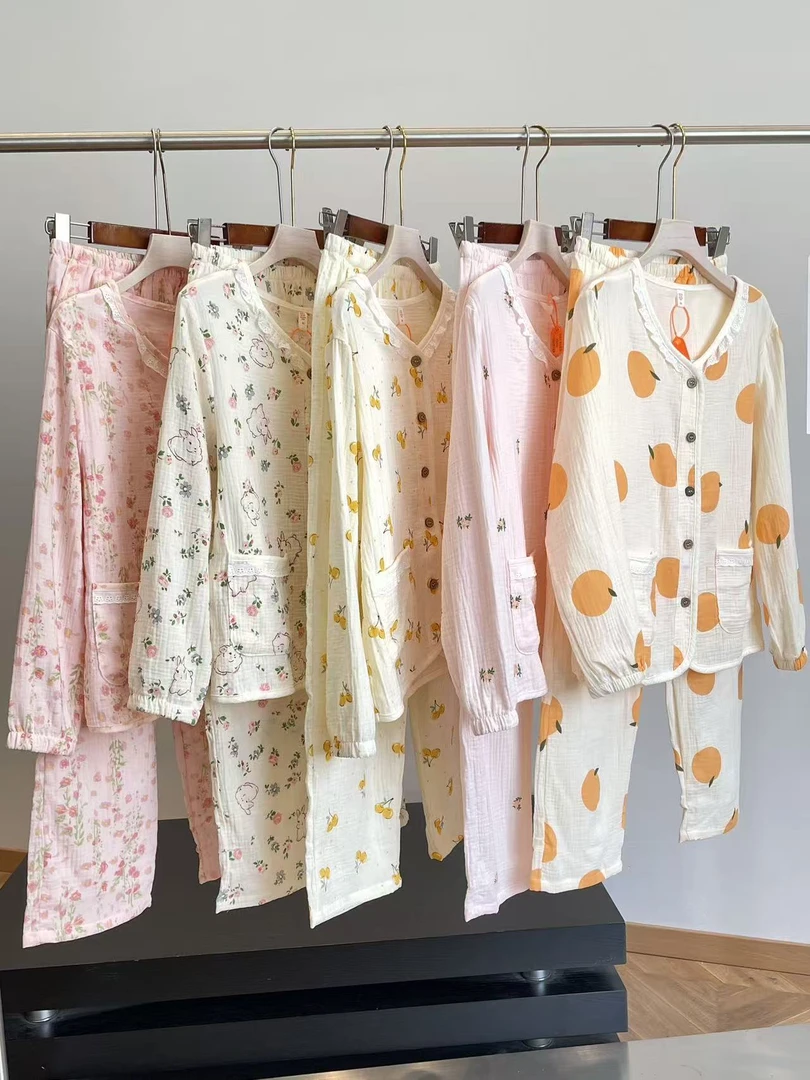 特！双层棉纱！100棉！越穿越软越舒服！女士家居服睡衣 C159 H7031