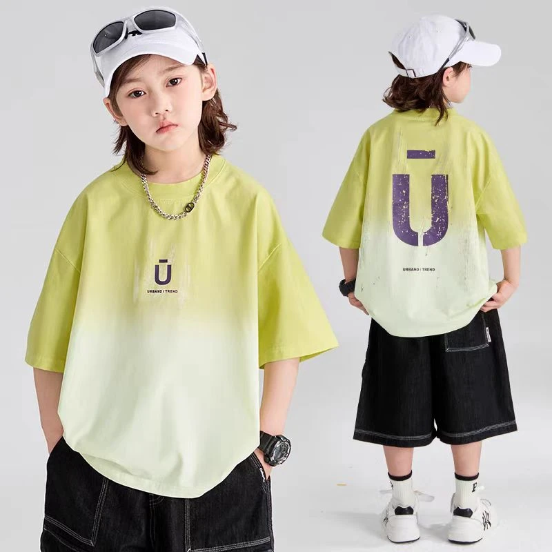 简约时尚~2025新款夏季渐变色T恤衫9162