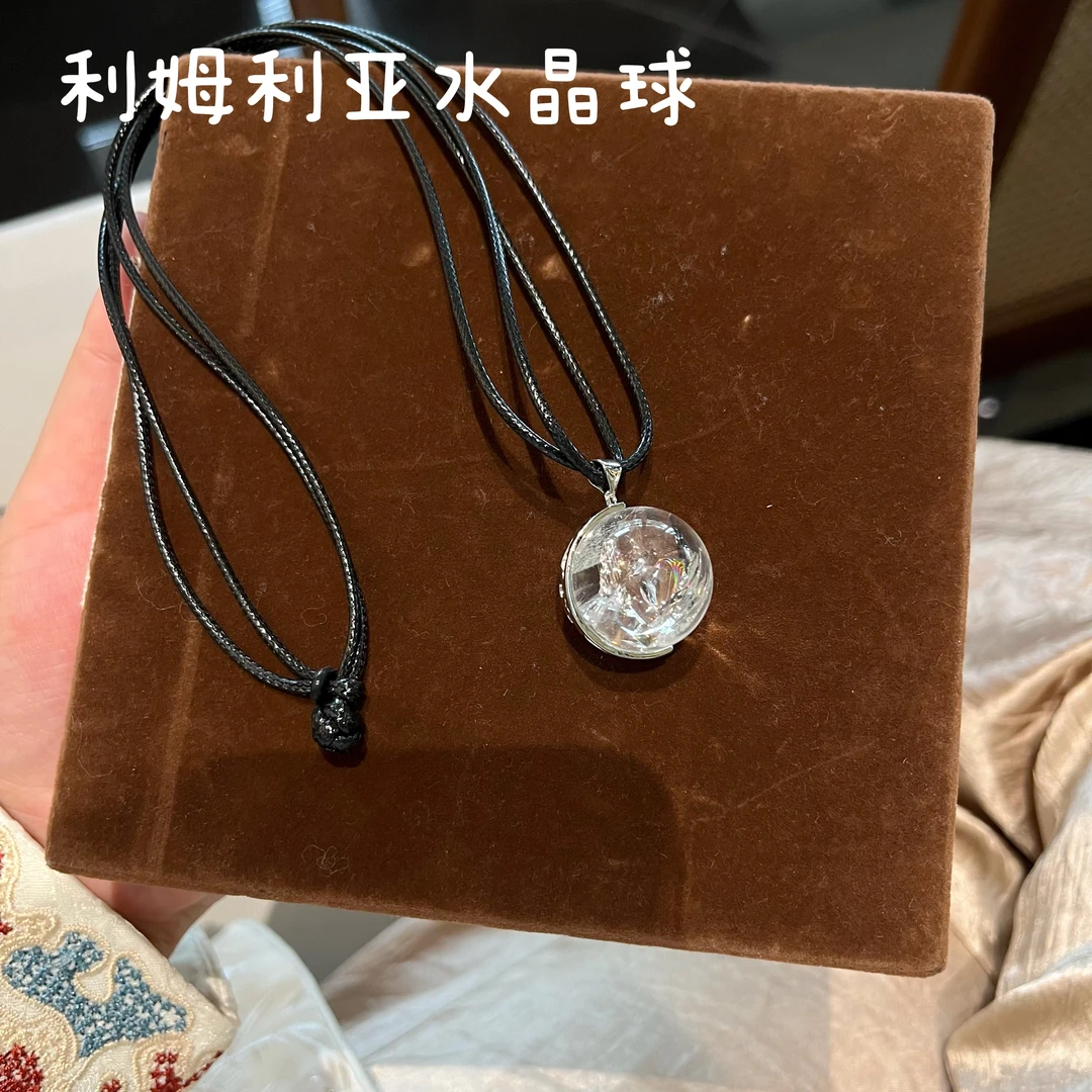 【姐弟俩】天然利姆利亚水晶球吊坠项链百搭时尚 多样性发其一