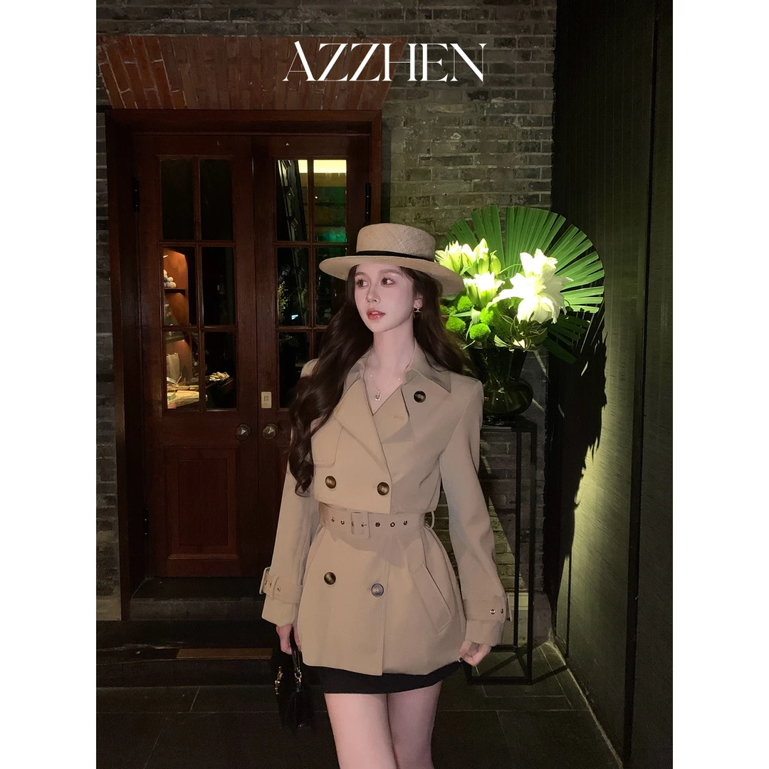 AZZHEN【秋色依人】秋冬女装法式复古风衣小个子外套AZ5FSW10-00