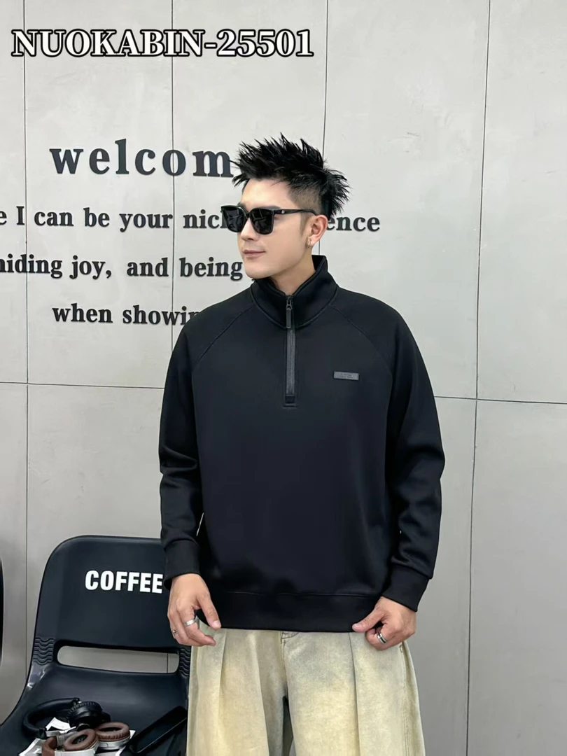 冬季男士加绒立领休闲卫衣T恤25518