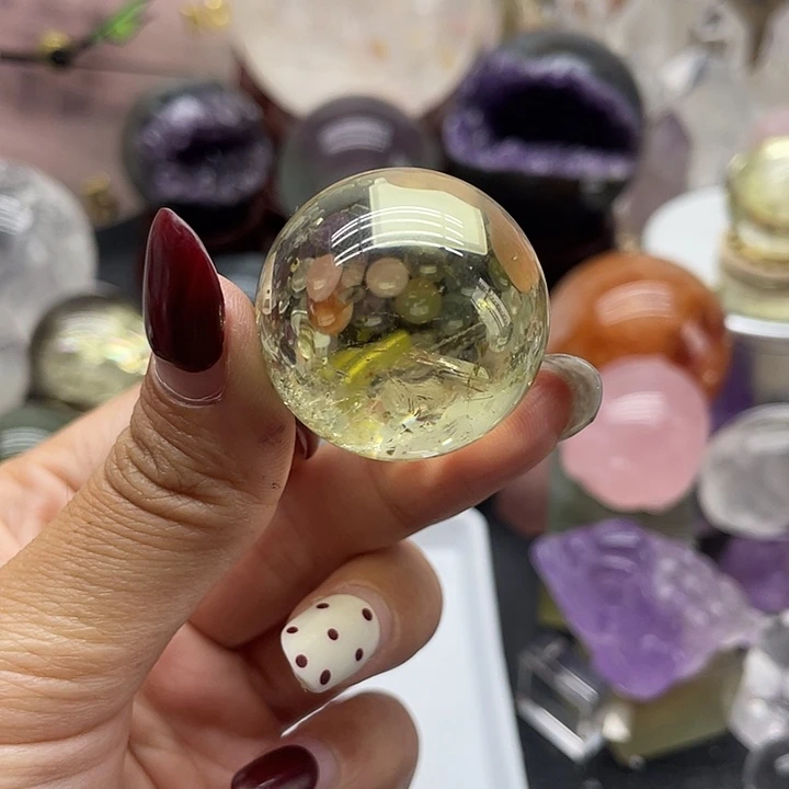 布***克未镶嵌水晶珠宝半成品35黄水晶球3m