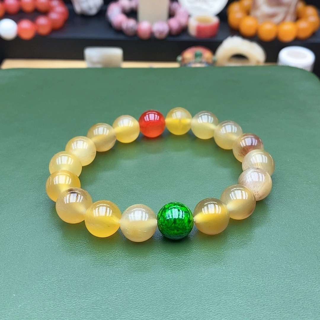 驼骨手串/手链12mm黑驴蹄全蜜色骨