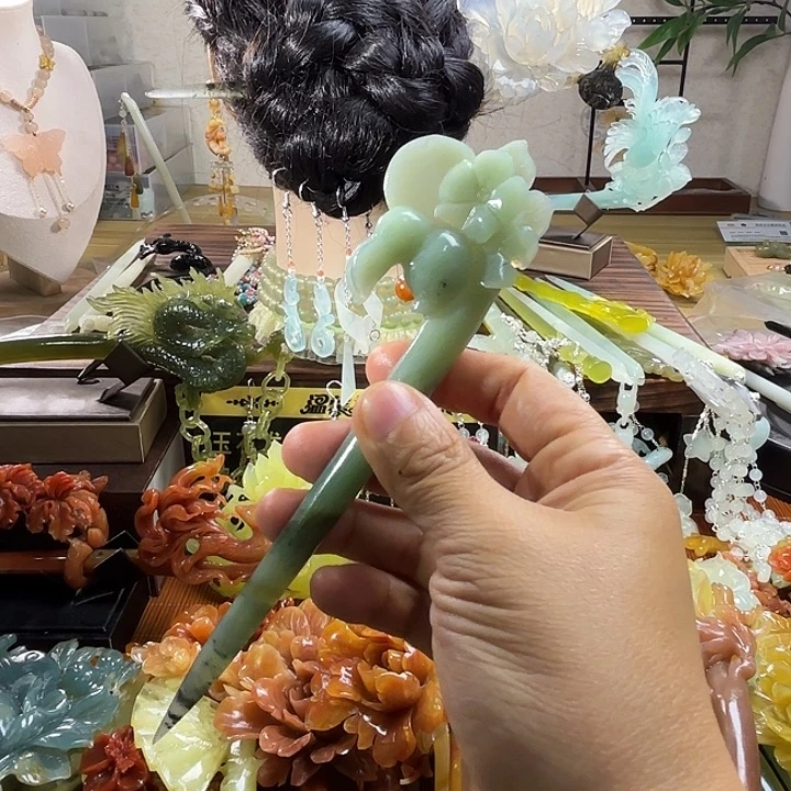 蛇纹石玉合金发饰