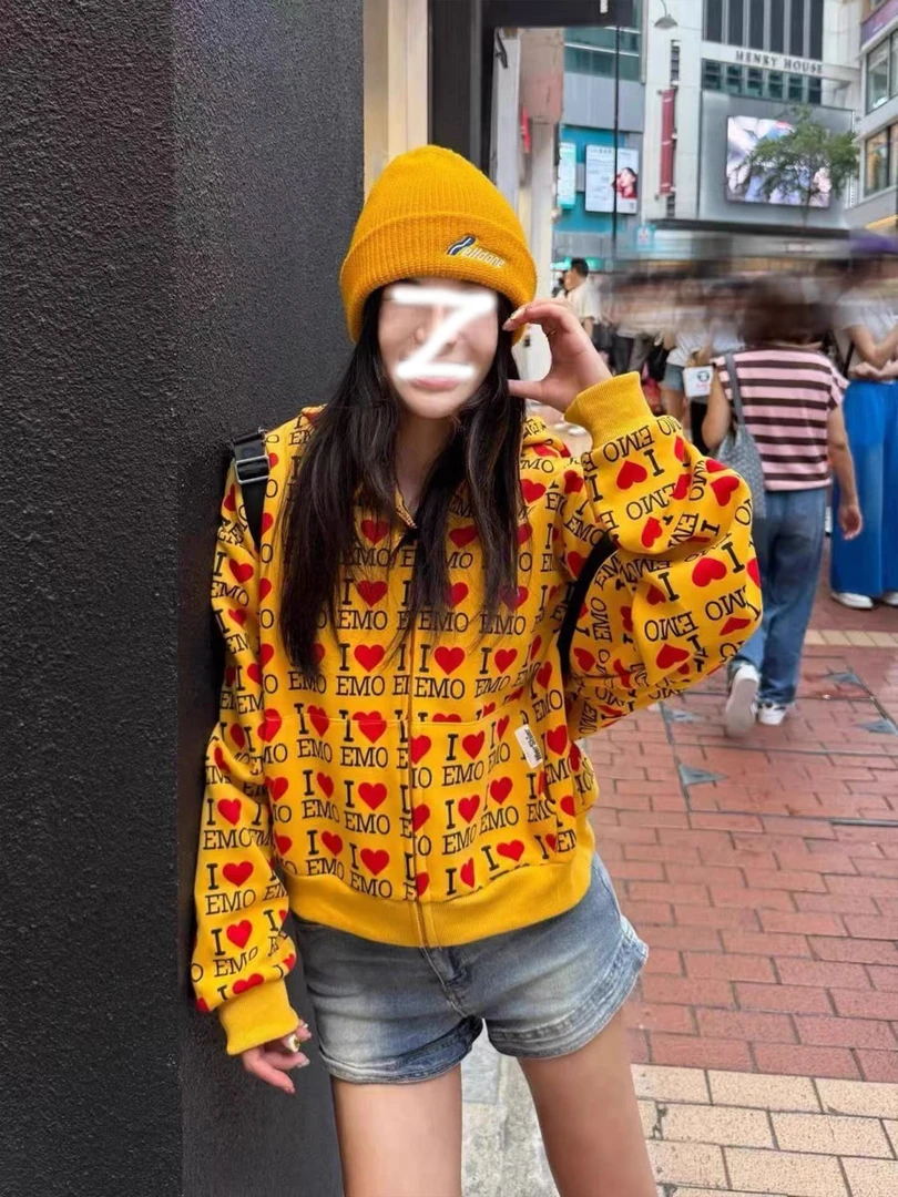 纯棉美式复古字母棒球服外套女秋冬加绒宽松慵懒风oversize上衣潮