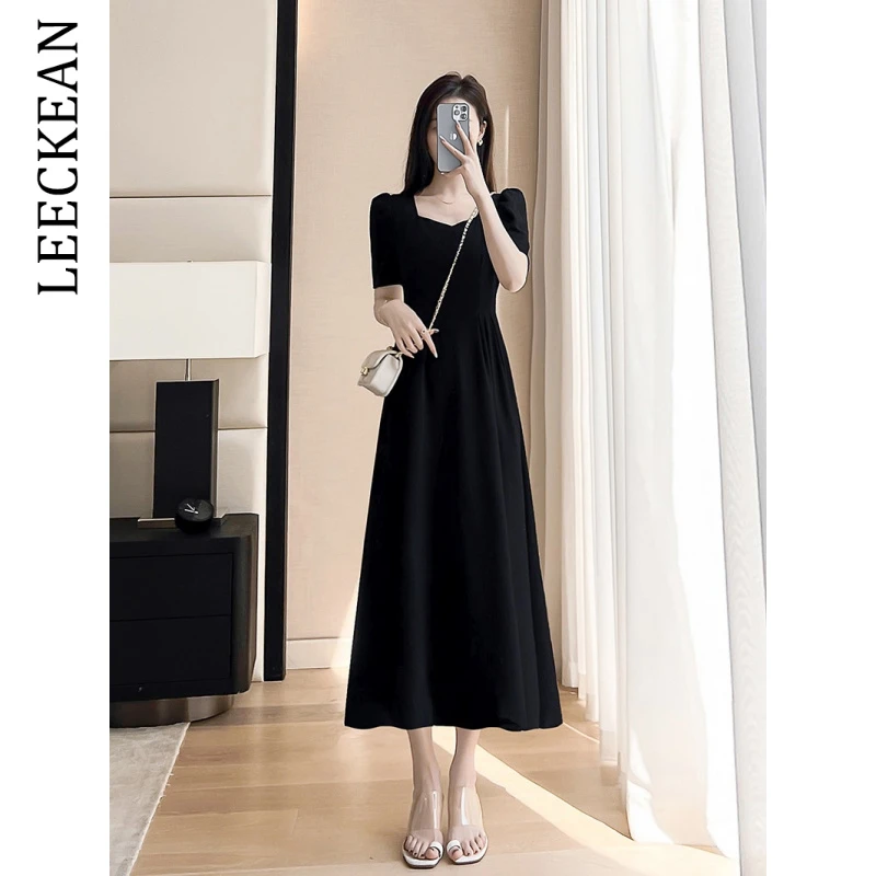 【尖货甄选】法式赫本风短袖连衣裙女2025新款爆款显瘦收腰a字长裙