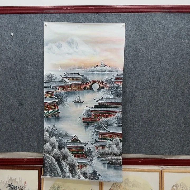 国画手绘国画瑞雪紫阁图