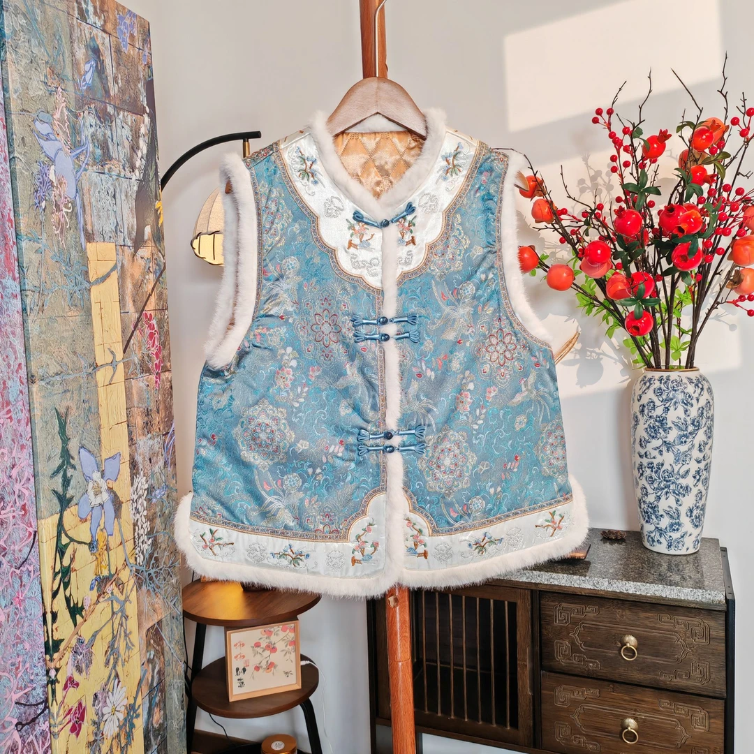 【凤鸣-马甲】加厚民族风冬季加棉秋冬季宽松型女网红碎花常规马夹