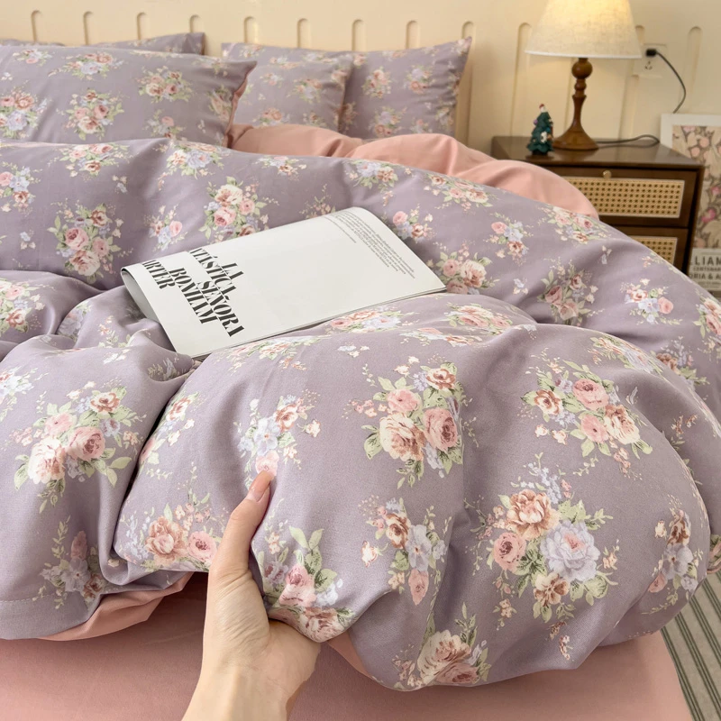 针织双层纱四件套母婴级柔软保暖亲肤学生宿舍三件套纱床裙新款