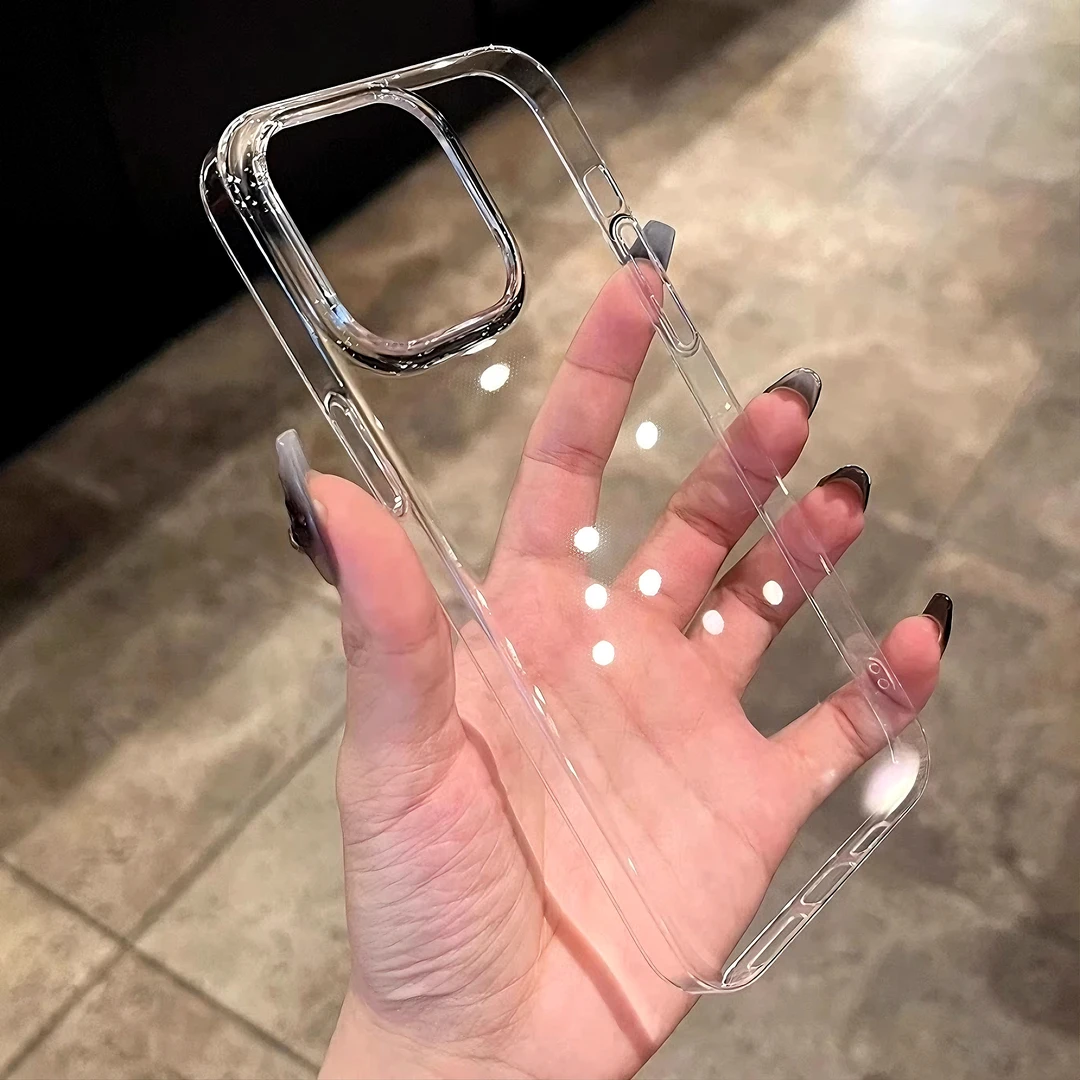 不发黄超薄裸机pc壳适用iPhone15苹果16promax手机壳13/14透明11