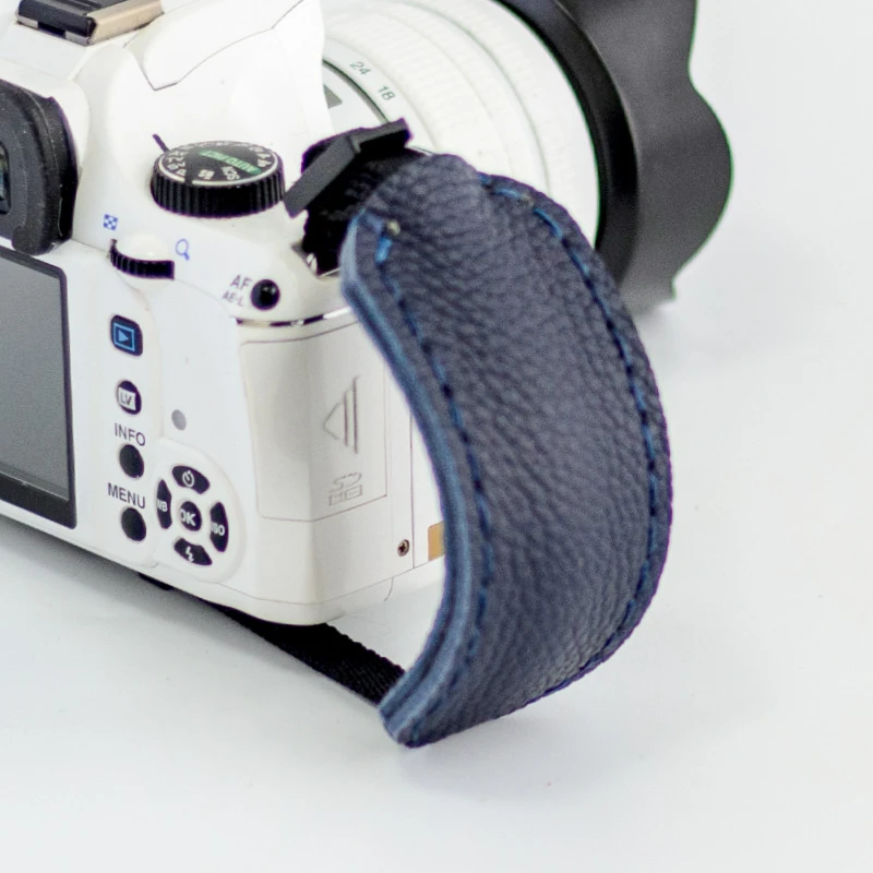 深蓝色牛皮微单相机腕带真皮单反相机手腕带挂绳手持复古小众手带