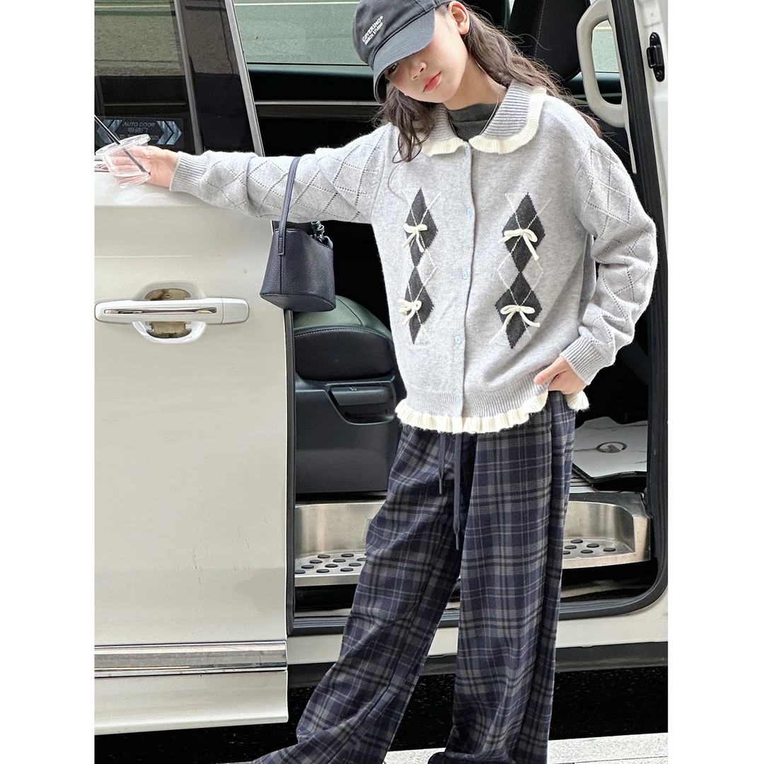 K29399孙小美娃娃领女童毛衣2025新秋装儿童洋气上衣大童秋冬开衫