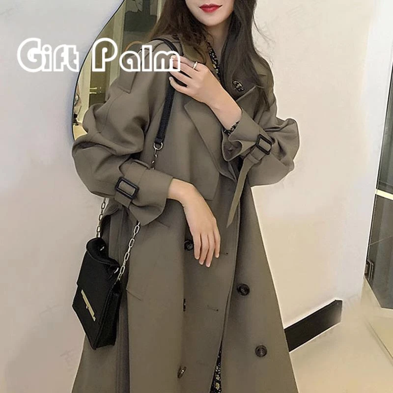 GiftPalm春秋绿色小个子赫本英伦风衣外套女2025早秋冬高级感大衣