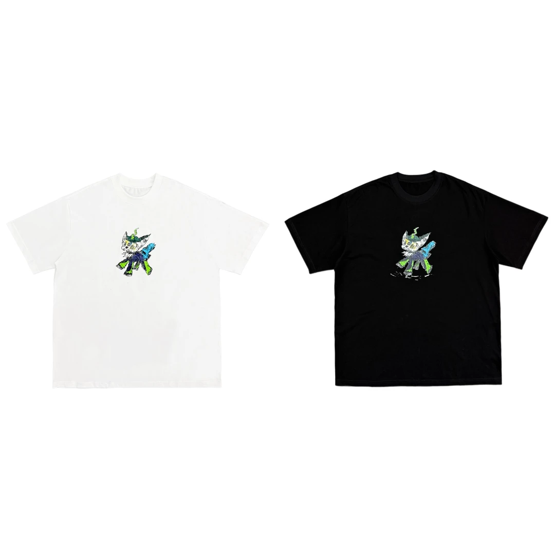 [N]黑白两色独角兽小精灵儿童休闲短袖T恤(夏日炎炎）