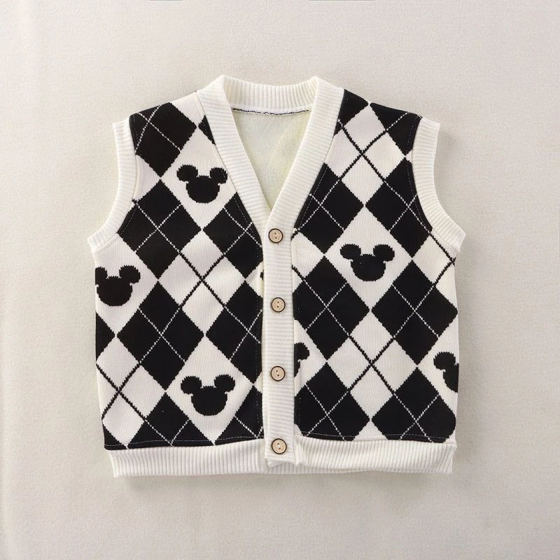 儿童加绒外套秋冬新款男童针织保暖宝宝衣服加绒背心马甲女童