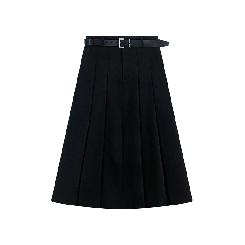 飘蕾春季新款时尚气质简约百搭显瘦A版百褶半身长裙PK1215061