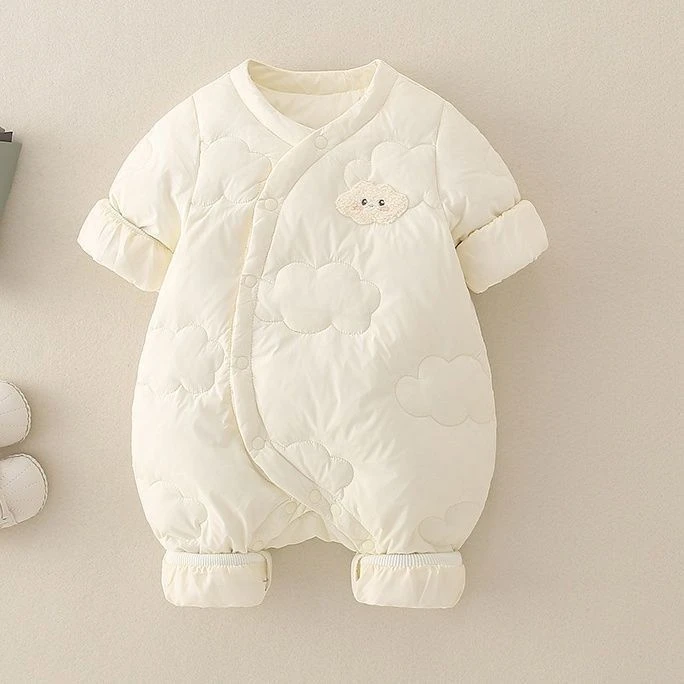 婴儿连体衣秋冬薄棉衣服宝宝夹棉爬服加厚棉服外出哈衣春秋装
