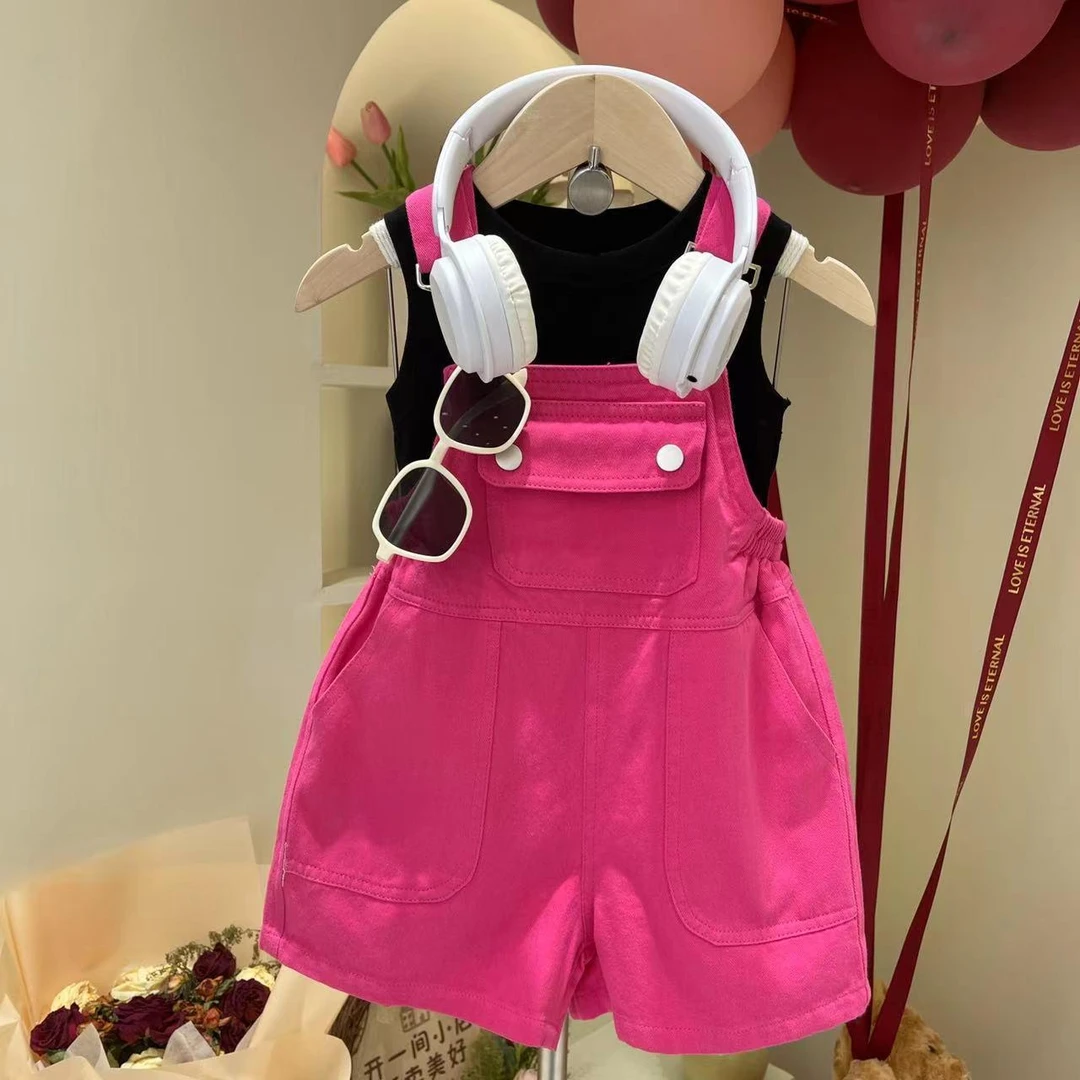 女童洋气背带裤2025新款小女孩韩版爆款休闲时尚短裤炸街百搭潮款