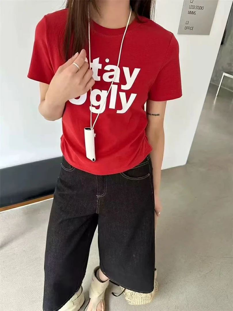 Manmi  字母印花短袖辣妹T  9901（C4）