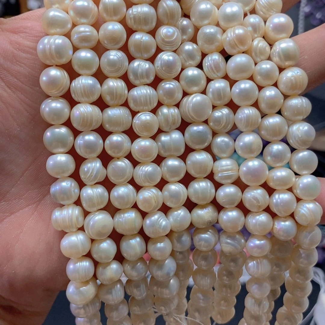 玛瑙/玉髓合金珠宝半成品天然珍珠一条卡10mm